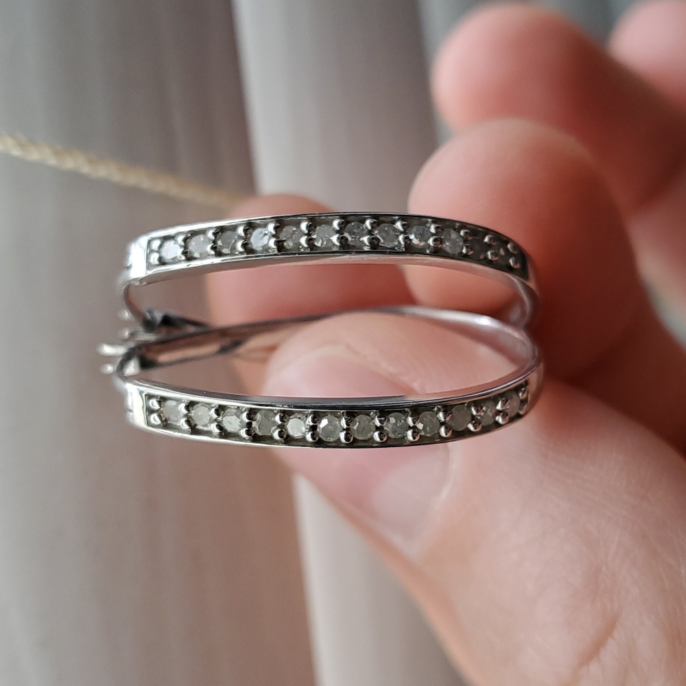 Genuine diamond oval hoops